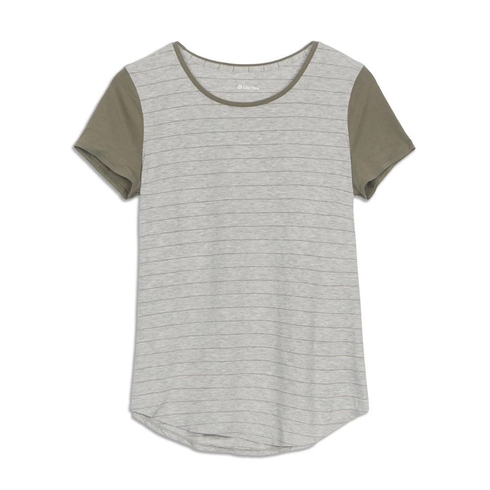 lululemon— Love Crew Curved Hem Tee, size 6, grey&green